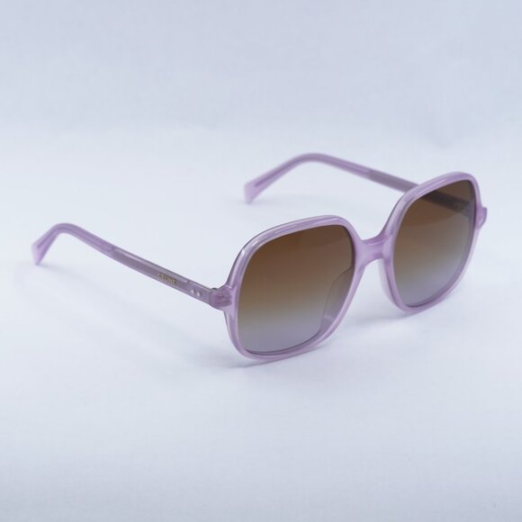 ?️ New Celine CL40244U 78F Sunglasses - Shiny Opal Lilac Frame, Brown Lenses main image 6